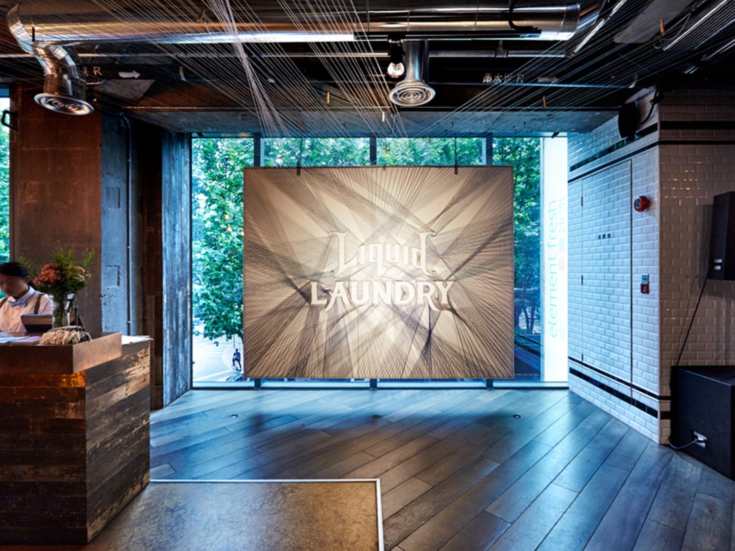 Our iconic string art, at the entrance. This wall installation took over few hundred metres of string, and over two non-stop days to complete. “Easy!”