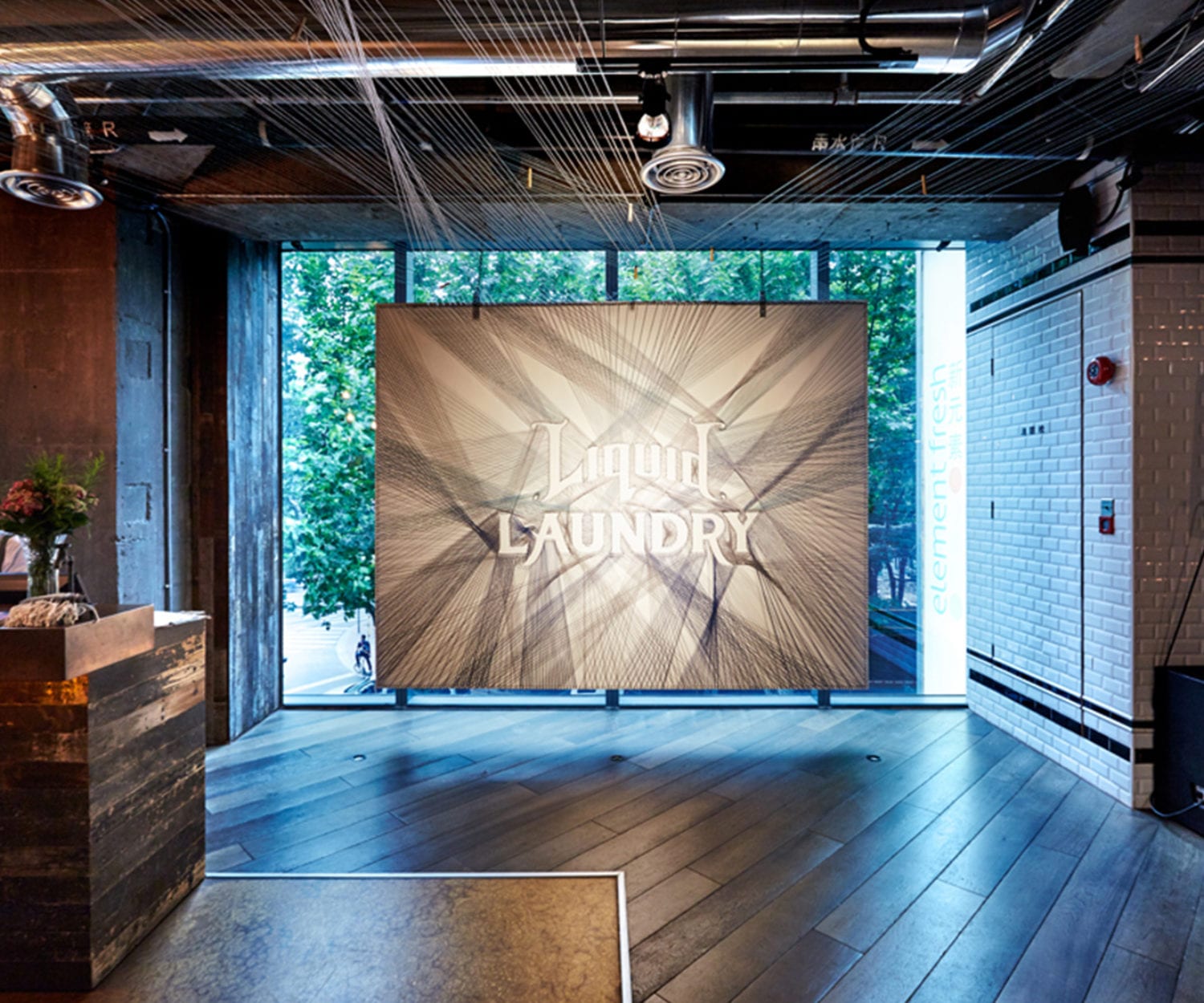 Our iconic string art, at the entrance. This wall installation took over few hundred metres of string, and over two non-stop days to complete. “Easy!”