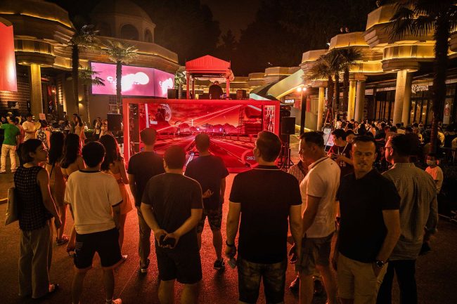 Players try out the Budweiser game at Found 158, Shanghai.